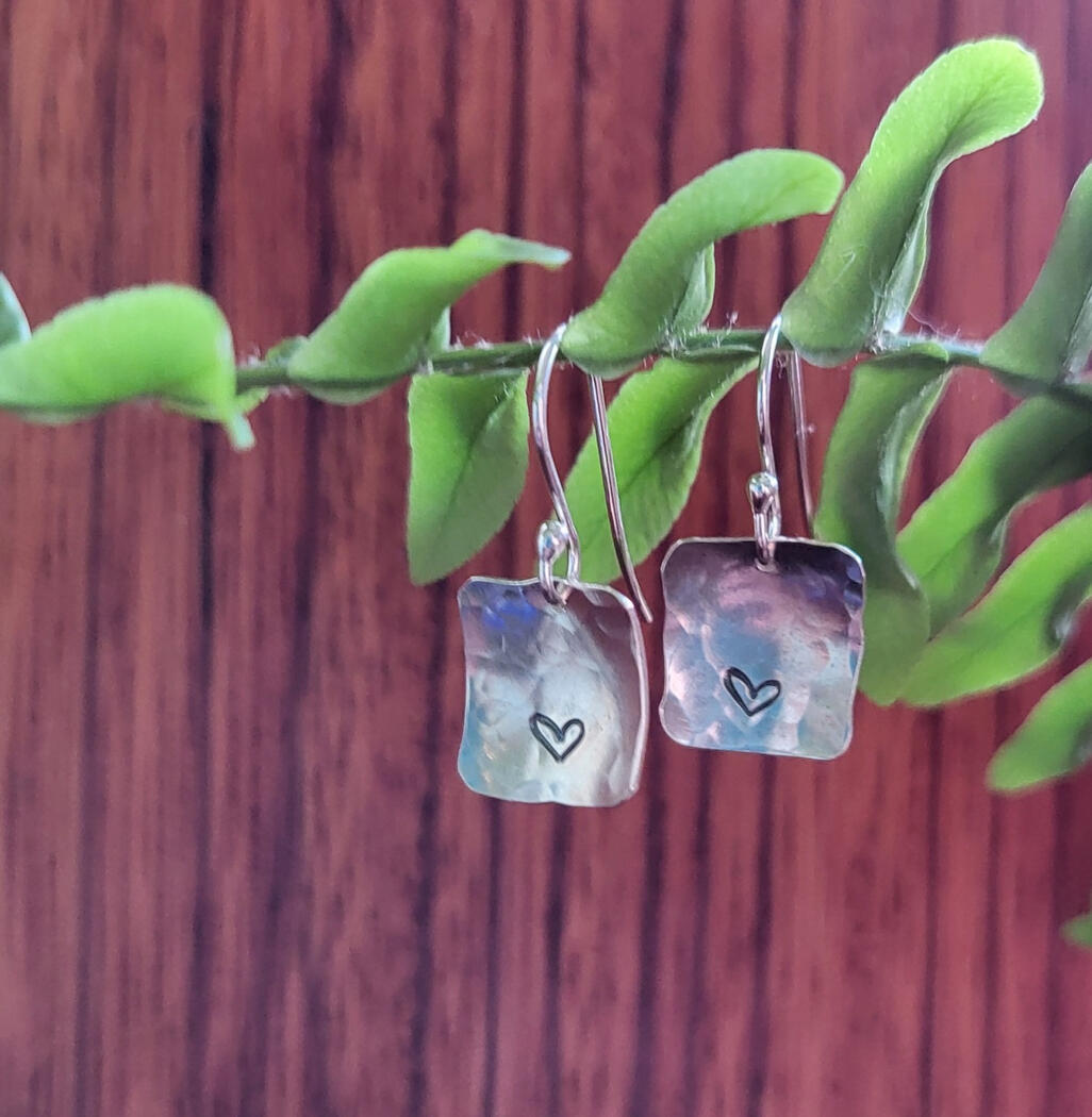 Small Hammered Heart Earrings